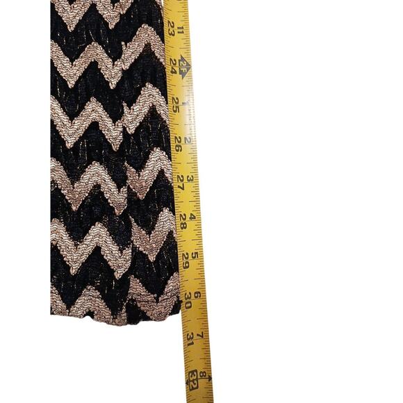Palazzo Chevron Pants Sz XL Black Gold Fancy Cocktail HOLIDAY Sophisticated Chic - Picture 10 of 12